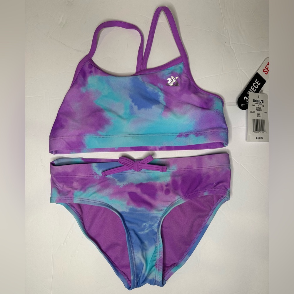 ZeroXposur NWT 2pc Tie-Dye Swimsuit Set •‎ Crossback • Girls S (7/8)